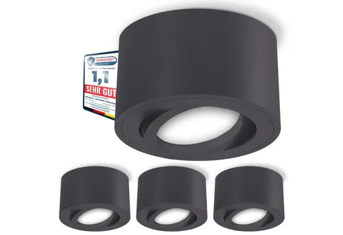 SSC-LUXon CELI-1N LED Deckenstrahler 4er Set - Dimmbar ohne Dimmer, 4W warmweiß - Elegante Deckenleuchten für Wohnzimmer & mehr! Schwenkbar und dimmbar in 4 Stufen ohne zusätzlichen Dimmer - ideal für stimmungsvolles Licht.