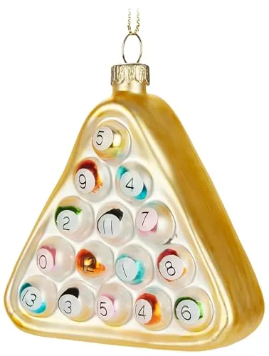 BRUBAKER Weihnachtsbaumkugel Billard - Handbemalte Weihnachtskugel aus Glas (1 St), 9,5 cm Baumkugel Billardkugeln Bunt - Lustige Weihnachtsdeko