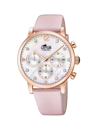 LOTUS ATHENA Chronograph Uhr Damenuhr Lederarmband Chrono Rosa 18675/1