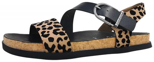 Blowfish Sandalen Lance Kunstleder schwarz/leopard - Moderne Sandalen für den Sommer mit verstellbarem Riemen und weichem Fußbett. Die Korksohle bietet angenehme Dämpfung und hohen Komfort – ideal für Freizeit und warme Tage.