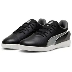PUMA King Match IT Jr Fußballschuhe - Schwarz Weiß, 38 EU - Fußballschuhe mit weichem synthetischen Obermaterial und abriebfester Gummi-Außensohle, ideal für Indoor-Spiele und optimalen Komfort.