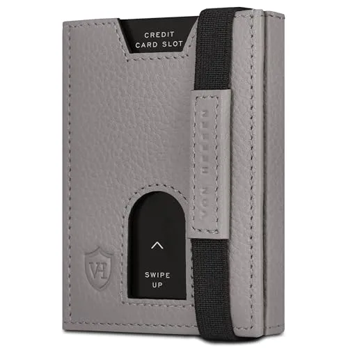 VON HEESEN Whizz Wallet mit RFID-Schutz, 5 Kartenfächer und Mini-Münzfach (Grau)