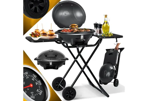 KESSER® 2in1 Elektrogrill - Tischgrill & Standgrill - Vielseitiger Elektrogrill für rauchfreies Grillen, max. 2400 Watt, faltbar mit Thermometer und Antihaftbeschichtung, ideal für Gartenpartys oder Balkon.