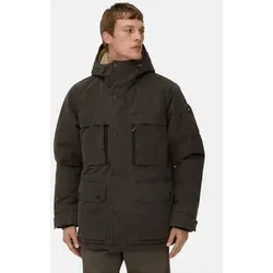 camel active Herren Winterjacke Dunkelbraun mit Taschen - Stylische Winterjacke für Herren in Dunkelbraun, ausgestattet mit einer festen Kapuze und verstellbarem Kordelzug. Ideal für kalte Tage dank hochwertiger Materialien und praktischem Design.