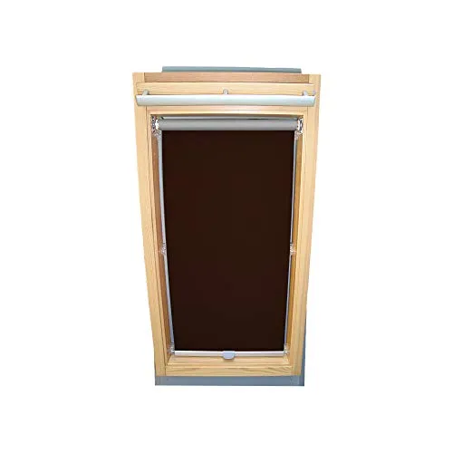 Rollo für VELUX Dachfenster THERMO Alu-Rückseite Dachfensterrollo für TYP GGL/GPL/GGU/GPU - F04 - Farbe Dunkelbraun - mit Haltekrallen