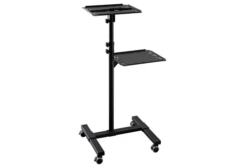 celexon Projektionstisch PT3020 – Höhenverstellbarer Projektor-Wagen - Halterungen für Projektoren – höhenverstellbar bis 145 cm, ideal für Präsentationen. Mit 2 Ablageflächen und 4 laufruhigen Rollen für einfachen Transport.