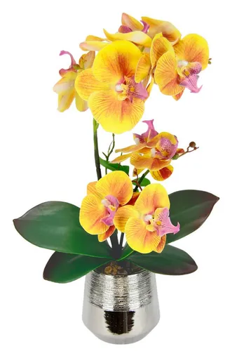 Kunstorchidee Phalaenopsis Orchidee im Topf, I.GE.A., Höhe 42 cm, Kunstblume mit Blätter Blume Kunstpflanze Deko Seidenblume Real Touch
