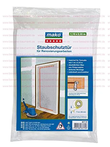 mako GmbH Staubschutztür bis 1,10 x 2,40 m Tür für Renovierungsarbeiten