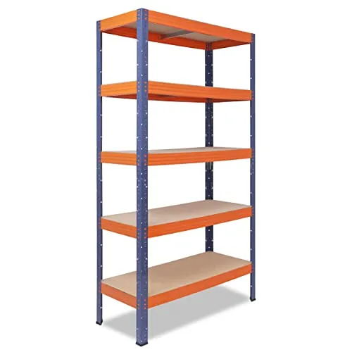 shelfplaza® 180x100x60cm PROFI Schwerlastregal blau-orange/Metallregal mit 5 Böden à 200kg Tragkraft/Kellerregal Metall, Garagenregal, Werkstattregal oder Regal Lagerregal/Steckregal Metall