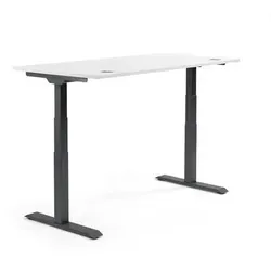 Schreibtisch 1600x605-1255x800mm Platte weiß Gestell sw