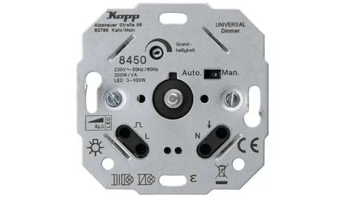 Kopp Universaldimmer LED 3-170 W 845000186 - Smart Home Universaldimmer für LED mit 3-170 W, ermöglicht eine flexible Lichtsteuerung und schafft die perfekte Atmosphäre in jedem Raum.