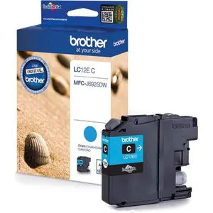 Brother Tinte LC-12EC Cyan - Original-Tintenpatrone für Brother MFC-J 6925 DW, druckt bis zu 1.200 A4-Seiten in hoher Qualität