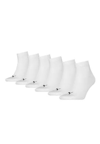 PUMA Unisex Quarter-Socken Damen Herren Füßlinge 6-er Pack, Farbe:White, Socken & Strümpfe:39-42