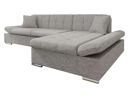 Mirjan24 Ecksofa Malwi mit Regulierbare Armlehnen Design Eckcouch mit Schlaffunktion Bettkasten L-Form Sofa vom Hersteller Couch Wohnlandschaft (Lawa 05, Ecksofa: Rechts)