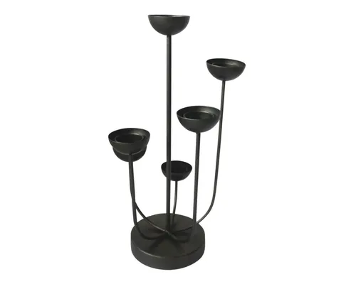 Lesli Living Kerzenständer Blume schwarz Metall matt für 6 Kerzen - Stilvoller Kerzenständer MIRA aus schwarzem, mattem Metall in Blumenform, ideal für stimmungsvolle Beleuchtung und dekorative Akzente.