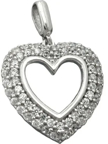 Gallay Herzanhänger 16x15mm aus 925er Silber mit Zirkonias - Eleganter Herzanhänger aus rhodiniertem 925er Silber, verziert mit funkelnden Zirkonias. Ideal für persönliche Gravuren und als besonderes Geschenk. Größe: 16x15mm.