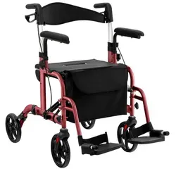COSTWAY Rollator, Faltbar und leicht mit Sitz, 6-fach höhenverstellbar rot
