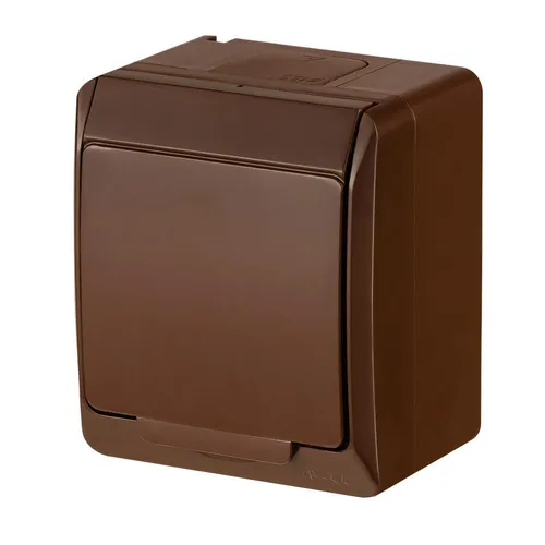 Aufputz AP Schuko einfach Steckdose IP44 Farbe braun Feuchtraum HERMES