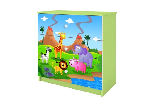 Raumhirsch Furniture Kinderregal mit Tiermotiven - Stabiles Kinderregal mit 3 geräumigen Schubladen, ideal für die Aufbewahrung von Spielzeug und Kleidung. Perfekte Ergänzung für jedes Kinderzimmer in verschiedenen Farben & Designs.