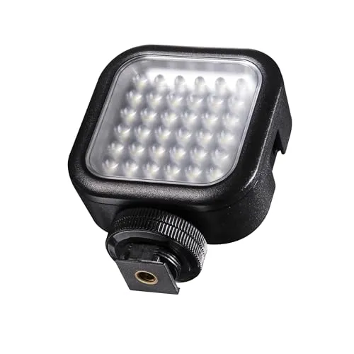 Walimex pro LED-Videoleuchte mit 36 LEDs, 3 W, Kamera Beleuchtung stufenlos dimmbar, erweiterbares Fotolicht mit Stecksystem, Videolicht für Aktion Kamera, Camcorder und DSLR