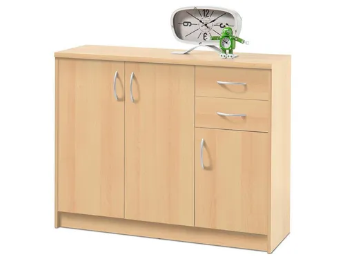 Stella Trading Kommode mit Türen - Buche Nachbildung, 3 Türen und 2 Schubkästen für optimalen Stauraum, stabil und vielseitig einsetzbar