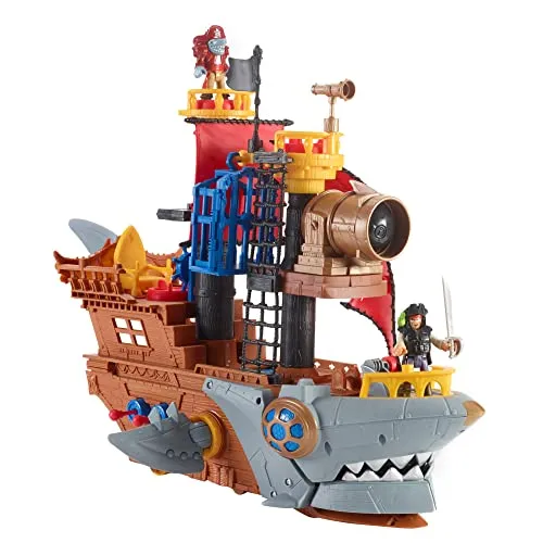Fisher-Price IMAGINEXT Haimaul-Piratenschiff - interaktives Spielset mit beweglichen Flossen, Geheimschatz Enthüllung und Piratenfiguren für spannende Abenteuer
