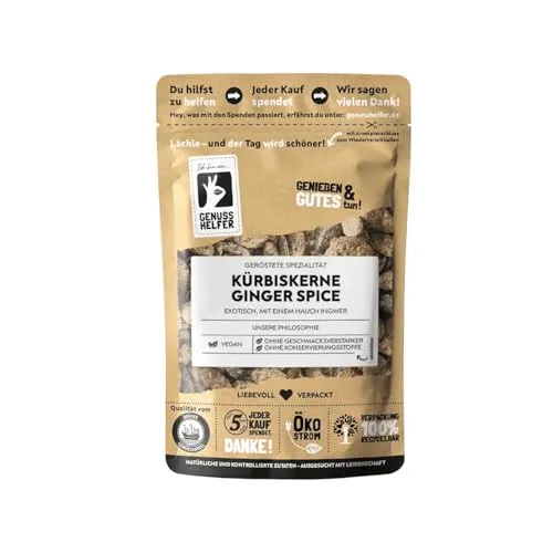 Bremer Gewürzhandel Kürbiskerne Ginger Spice, geröstet, vegan, eigene Herstellung, exotischer Geschmack mit Ingwer, 100g
