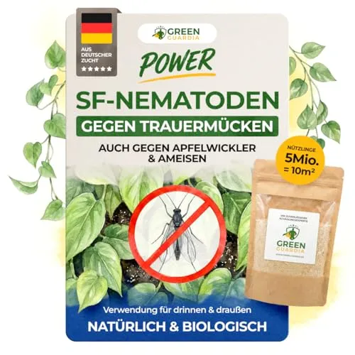 GREEN GUARDIA SF-Nematoden gegen Trauermücken – 5 Mio. (50 Pflanzen/10m²) | 5 Mio. SF-Nematoden gegen Trauermückenlarven – biologische Nützlinge für Blumenerde, Substrat & Zimmerpflanzen
