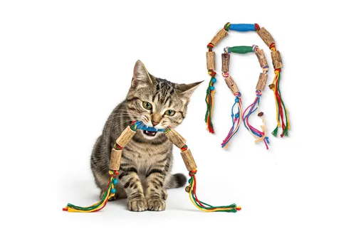 ELANOX Katzenangel Katzenspielzeug Matatabi 2er Set aus Silver Vine Holz und Baumwollseil