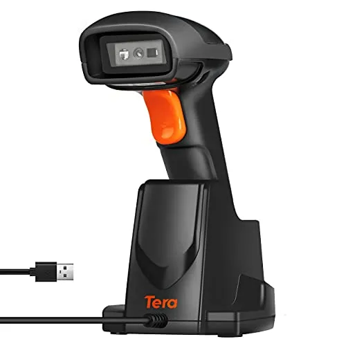 Tera Pro Extreme Leistung 1MP-Kamera Barcode-Scanner - Hochleistungs-Barcode-Scanner für 1D und 2D Codes, kabellos mit Bluetooth und 2,4G, ideal für präzises Scannen von beschädigten Barcodes, inklusive 2-in-1 Ladestation.