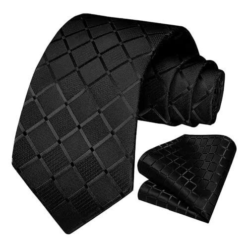 OcioDual Krawatte Schwarz Krawatte Herren, Krawatten für Herren mit Einstecktuch, Tie, Elegant Set für Feiern, Events, Krawatten Damen, Hochzeitskrawatten, Geschäftsleute, Gravatas Hommes