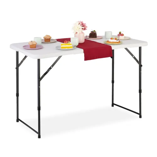 Klapptisch 120 cm - Vielseitiger Campingtisch für Garten und Terrasse - Camping-Möbel, klappbar und ideal für Außenbereiche. Perfekt für Picknicks oder kleine Balkone, mit einer stabilen Kunststofftischplatte.