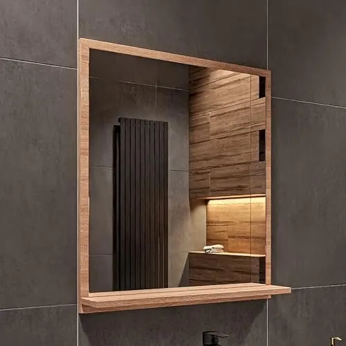 HAJDUK FURNITURE Badspiegel mit Ablage Sonoma 60x70 cm Spiegel Badezimmer-Wand-Rasierspiegel mit Stauraum Badezimmerspiegel Wandspiegel Hängespiegel Badmöbel