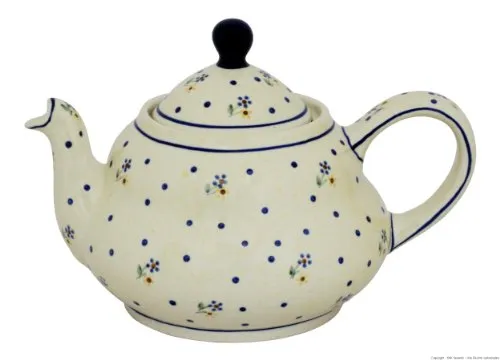 Original Bunzlauer Keramik Teekanne 2.0 Liter mit integriertem Sieb im Dekor 111