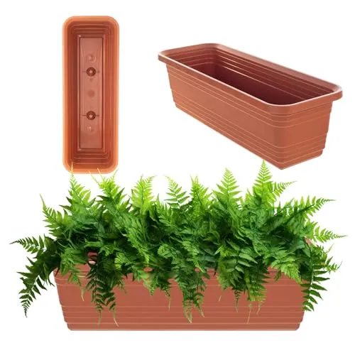 KADAX Blumenkasten 50 cm, Ziegelrot – Balkontopf aus Kunststoff, witterungsbeständiger Pflanzkasten, Blumentopf, Geländerkasten für Blumen, Kräuter und Pflanzen