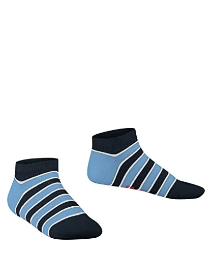 FALKE Unisex Kinder Sneakersocken Simple Stripes K Sn Baumwolle kurz gemustert 1 Paar, Blau Marine 6120, 27-30