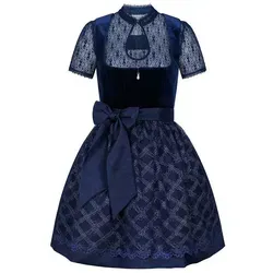 Steigenhöfer Manufaktur Dirndl Damen Set - Franziska - Komplettes Oktoberfest Outfit - Trachtenmode, elegantes Midi Dirndl mit 60cm Rock in feiner Samtoptik und edler Perlenapplikation, ideal für das Oktoberfest.