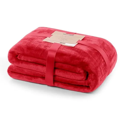 DecoKing Kuscheldecke 150x200 cm rot Decke Microfaser Tagesdecke Fleece weich sanft kuschelig red Mic