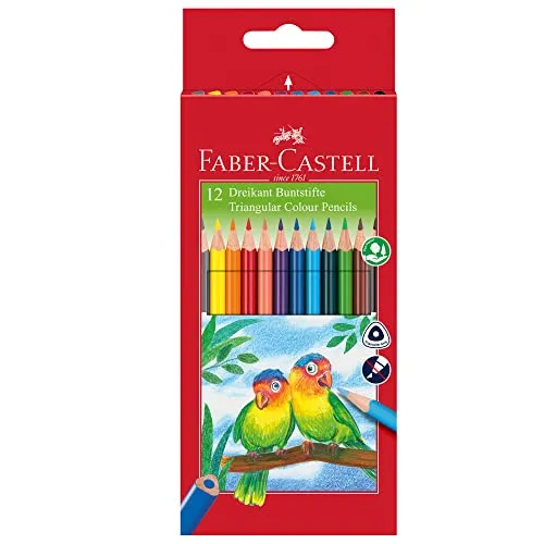 Faber-Castell 120523 - Buntstifte Set für Kinder, 12 dreikant Malstifte, inkl. Anspitzer
