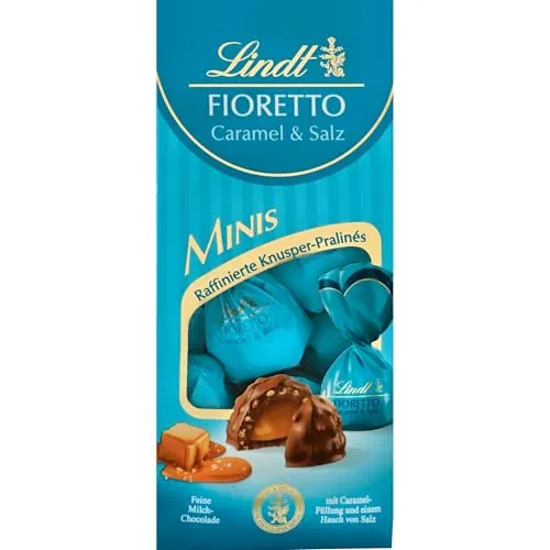 Lindt Schokolade FIORETTO Minis Beutel Caramel & Salz | 115 g Beutel | Kleine Pralinen mit Caramel & Salz Füllung umhüllt von Vollmilchschokolade | Schokoladen Geschenk | Pralinengeschenk