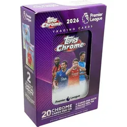 Topps Premier League Chrome Collectors Tin Box 2025/26 - Limitierte Sammlerdose von Topps mit UEFA Champions League Trading Cards. Perfekt für Fans und Sammler, um die besten Spieler zu verewigen!