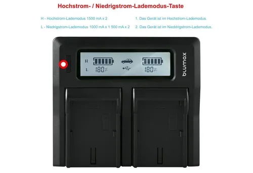 Blumax Dualladegerät für Nikon EN-EL15C A/B/C Z5 Z6 Z7 II D7500 Kamera-Ladegerät