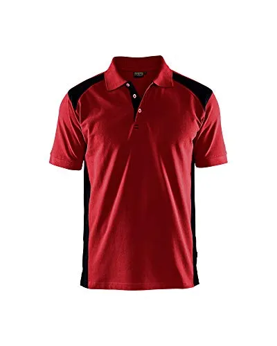 Blaklader 33241050 POLO-HAUSHIRT, Rot/Schwarz, Größe XXXL - Hochwertiges Poloshirt für Herren mit verstärkten Nähten und seitlicher Belüftung. Ideal für anspruchsvolle Arbeitsumgebungen, bietet es Langlebigkeit und Funktionalität.