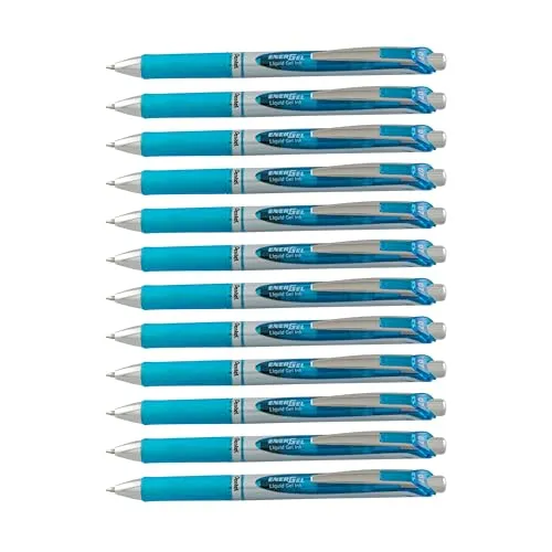 Pentel EnerGel XM - 12 Stück Himmelblau - Tintenroller mit 0.7 mm Geltinte für flüssiges Schreiben, ideal für kreative Utensilien zum Schreiben und Zeichnen