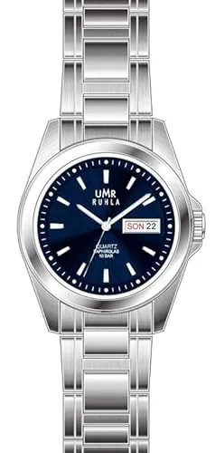 Quarzuhr mit Tag/Datum, satiniertes/poliertes Edelstahlgehäuse und -gliederband, blaues Zifferblatt mit silbernen Indices, Saphirglas, wasserdicht bis 10 atm, 27 mm Durchmesser, Modell Sport 7992-4