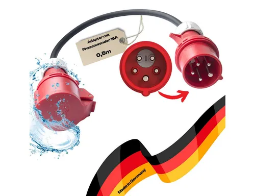 maxgo® CEE Phasenwendeset Adapterleitung 16A 5G1,5 H07RN-F 0,5m - Netzkabel mit wendbarem Stiftpaar für flexibles Drehfeldmanagement, robust und langlebig dank hochwertiger PCE Steckverbinder und H07RN-F Gummimantel.