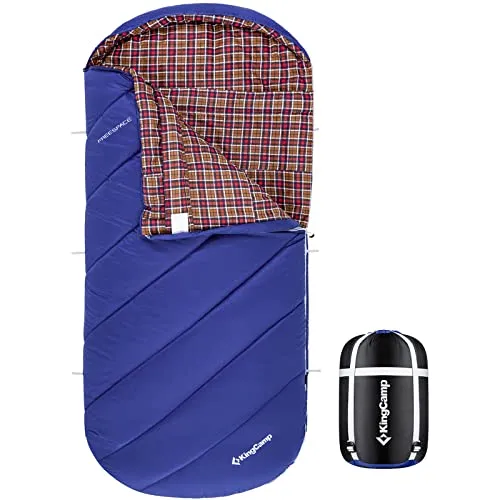 KINGCAMP Freespace 250 Winter Schlafsack - Breiter Deckenschlafsack für Komfort - Schlafsäcke, XL-Design mit 190+30 cm Länge und 100 cm Breite für viel Platz, ideal für kalte Nächte bis -8°C, mit praktischem 2-Wege-Reißverschluss.