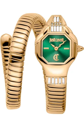 Just Cavalli Time Quarzuhr Signature Snake JC1L326M0035 - Damenuhr mit elegantem Edelstahlband, Perlmutt-Zifferblatt und funkelnden Kristallsteinen – perfekt für festliche Anlässe.