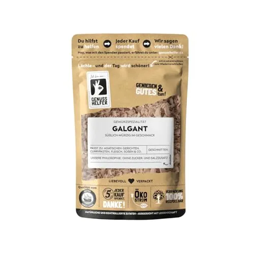 Bremer Gewürzhandel Galgant, geschnitten – Exotische Wurzel für Soßen & Tee, 10 x 50g - Galgant verleiht Ihren Gerichten eine unverwechselbare, würzige Note mit leichter Schärfe. Ideal für aromatische Soßen oder Tee. 100% natürliche Zutaten ohne künstliche Zusätze.