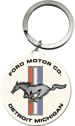 Nostalgic-Art Retro Schlüsselanhänger - 4 cm Ford Mustang Horse Stripes Logo, hochwertiger Druck und nostalgisches Design für Ford-Fans
